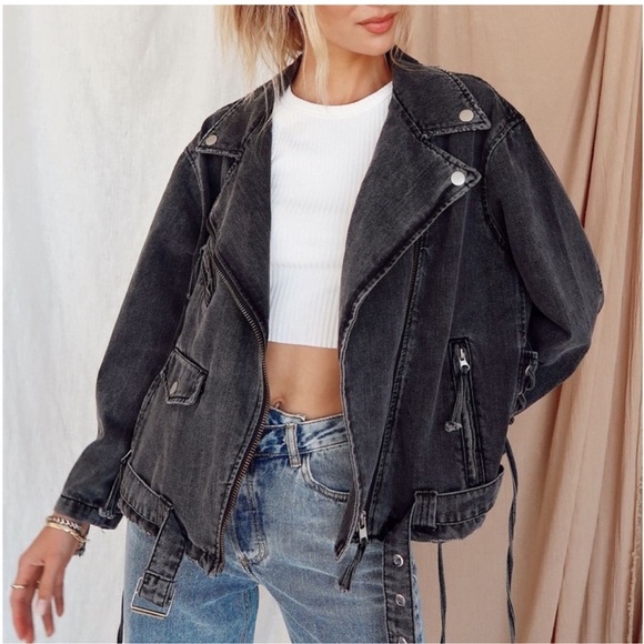 12th Tribe Jackets & Blazers - 12th tribe "Jetsetter" dark gray denim jacket size S NWOT